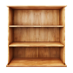 Empty Wooden Bookshelf with Three Shelves a Studio Shot