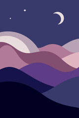 Obraz premium abstract hills layered indigo plum charcoal