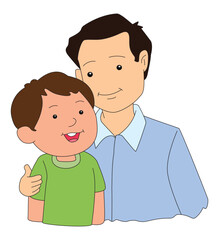 Smiling boy in dad isolated on white background