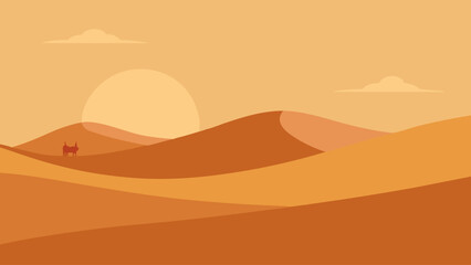 rolling desert dunes faded sun distant cactus