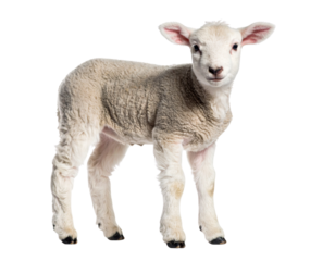  Young Lamb Standing with Slight Head Tilt, Isolated on Transparent Background PNG