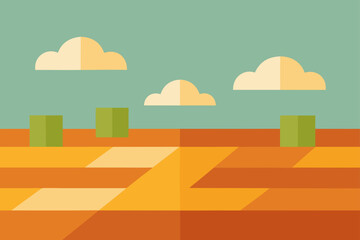 soft flat farmland with squares of crops minimal
