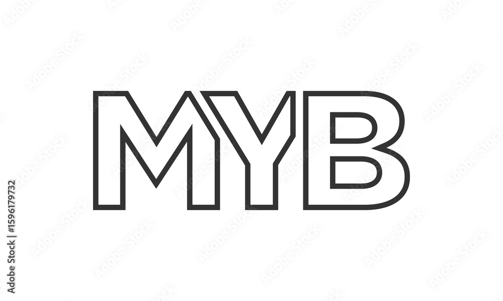 Fototapete MYB logo design template with strong and modern bold text. Initial based vector logotype featuring simple and minimal typography. Trendy company identity.