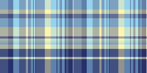 Throw background textile tartan, 20s seamless check fabric. Newborn vector plaid pattern texture in blue and cyan colors.