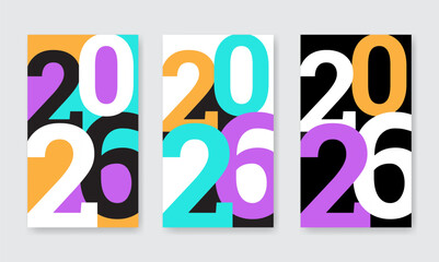 Happy New Year 2026 posters set. Templates design logo 2026 for Backgrounds banner or cover