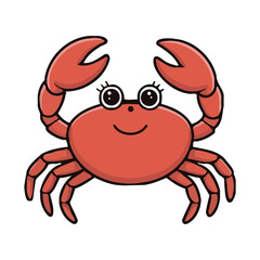 Fototapeta premium Happy red crab with big claws ocean animal