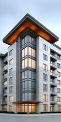 Modern apartment building with sleek architectural design