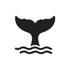 Obraz premium Sperm Whale Tail in Water Wave Wildlife Solid Flat Vector Icon Isolated on White Background