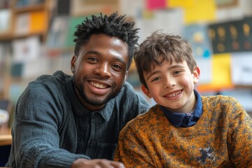 Young man with Down syndrome working in a garden center, carrying a basket with plants, exemplifying social inclusion and employment for individuals with disabilities, Generative AI