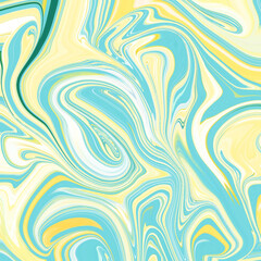 Blue, yellow, and white marbled swirls creating a dreamy and fluid abstract texture. Perfect for prints and design. Swirl, fluid, marble, energetic, texture.