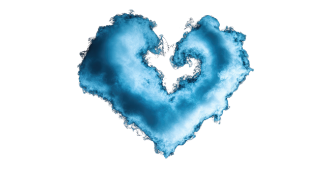 An image depicting a light blue cloud shaped like a heart isolated on white background