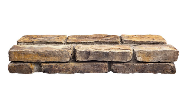 Ancient Roman rectangular stone tablet in warm brick tones isolated on white background