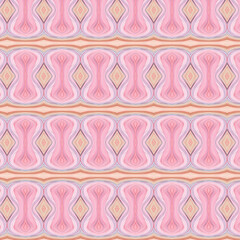 Seamless abstract pink pattern with diamond and wave forms, perfect for backgrounds, wallpaper, or textile design. Vibrant, symmetrical, decorative, pattern, abstract.