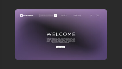 Website Landing Page Design Purple Gradient, Welcome Message, Join Button