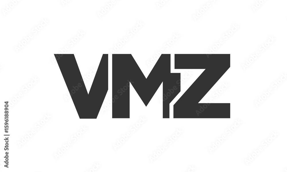 Fototapete VMZ logo design template with strong and modern bold text. Initial based vector logotype featuring simple and minimal typography. Trendy company identity.