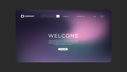 Website Landing Page Design Purple Gradient, Welcome Message, Join Button