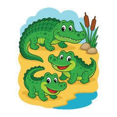 Cute alligator cartoon on white background vector