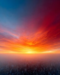 Fototapeta premium Breathtaking city skyline at sunset with vibrant colors