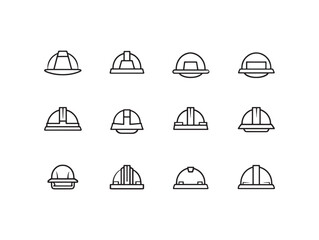 Minimalist construction helmet line art drawing illustration