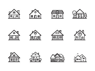Minimalist Duplex Home Vector Line Art