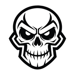 Fototapeta premium Stylized Illustration Isolated Skull with Bold Black Outline and Empty Eyes