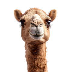 Funny-looking smiling camel isolated on a white background