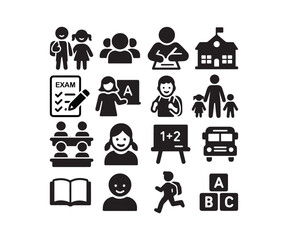 School & Education Black Solid Icons: Learning, Students & Academic Symbols