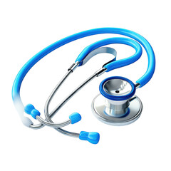 Clinical Blue Stethoscope Health Medical Equipment Checkup Tool Heart Lung on transparent background