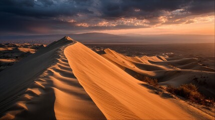 Golden Sand Dune Sunset Landscape