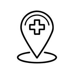 Obraz premium Medical location pin with cross icon