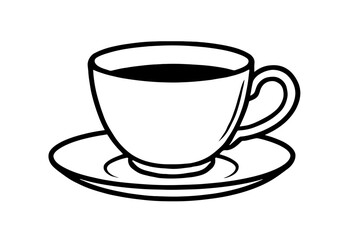 Coffee or Tea Cup with Saucer Icon Vector - Hot Beverage Drinkware Symbol