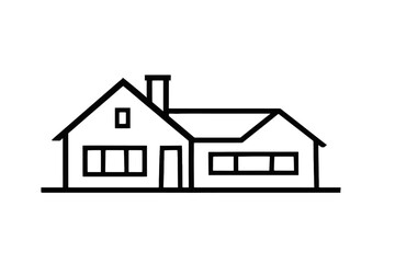 Simple House Home Building Outline Icon Vector - Residential Property Symbol