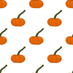 Seamless pattern of cute pumpkins with a variety of bright orange hues. These lovely pumpkins are ready for a warm autumn day