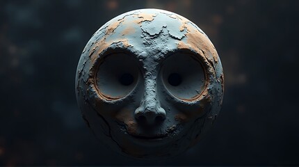 Close up of old weathered skull sculpture