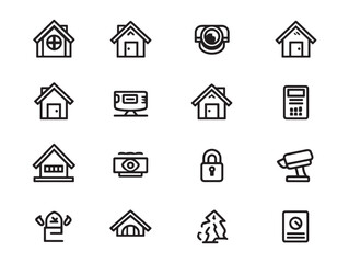 Modern Home Security Symbol Line Art