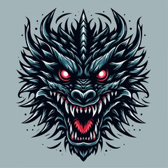 spooky dragon head illustration