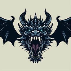 spooky dragon head illustration