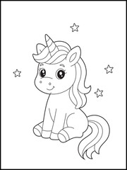 Cute Unicorn Coloring Page for Kids – Fun and Easy Printable Art Activity Featuring Whimsical Fantasy Creatures