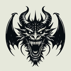 spooky dragon head illustration