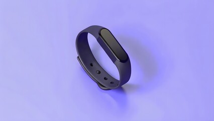 Modern Black Wristband on Smooth Purple Background Minimalist 3D Render