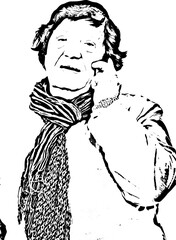 Elderly having conversation by cellphone