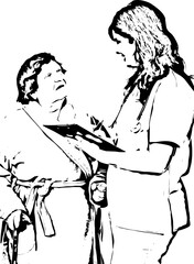 Doctor write prescription to elder woman