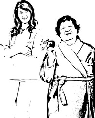 Healthy elderly holding apple