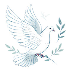Fototapeta premium Watercolor Dove with Olive Branches A Symbol of Peace and Tranquility