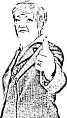 Middle aged business woman gives thumbs