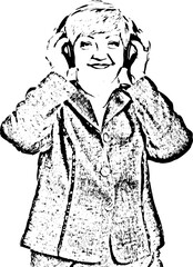Cheerful mature woman with headphones