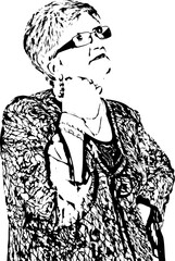 Mature woman with glasses thinking