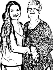 Happy mother and adult daughter