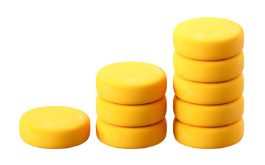 Yellow Stack of Coin 3D Icon Isolated on Png Transparent Background with Cash and Currency Sign.
