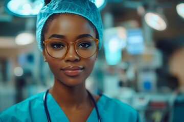 Portrait of a young nurse in a surgical department, highlighting dedication, skill, and professionalism in a healthcare setting, Generative AI